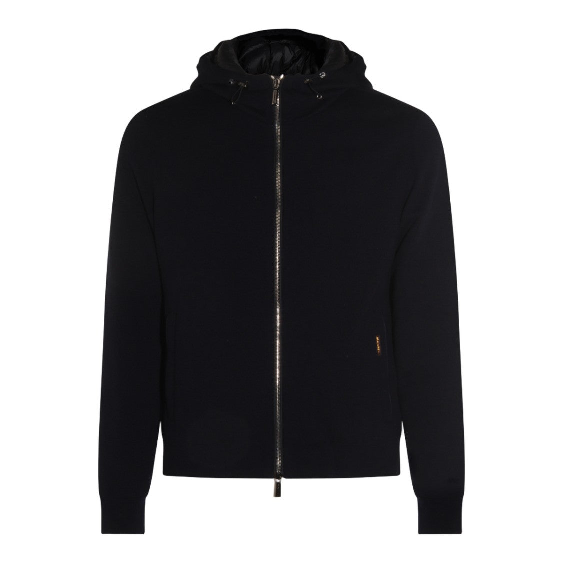 Moorer Black Zip-Up Hoodie With Adjustable Drawstrings