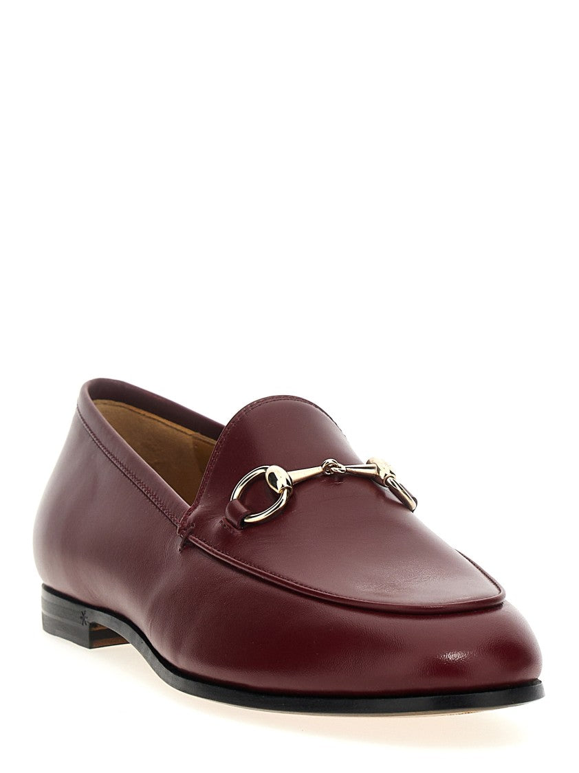Gucci Burgundy Leather Loafers With Metal Clamp Detail