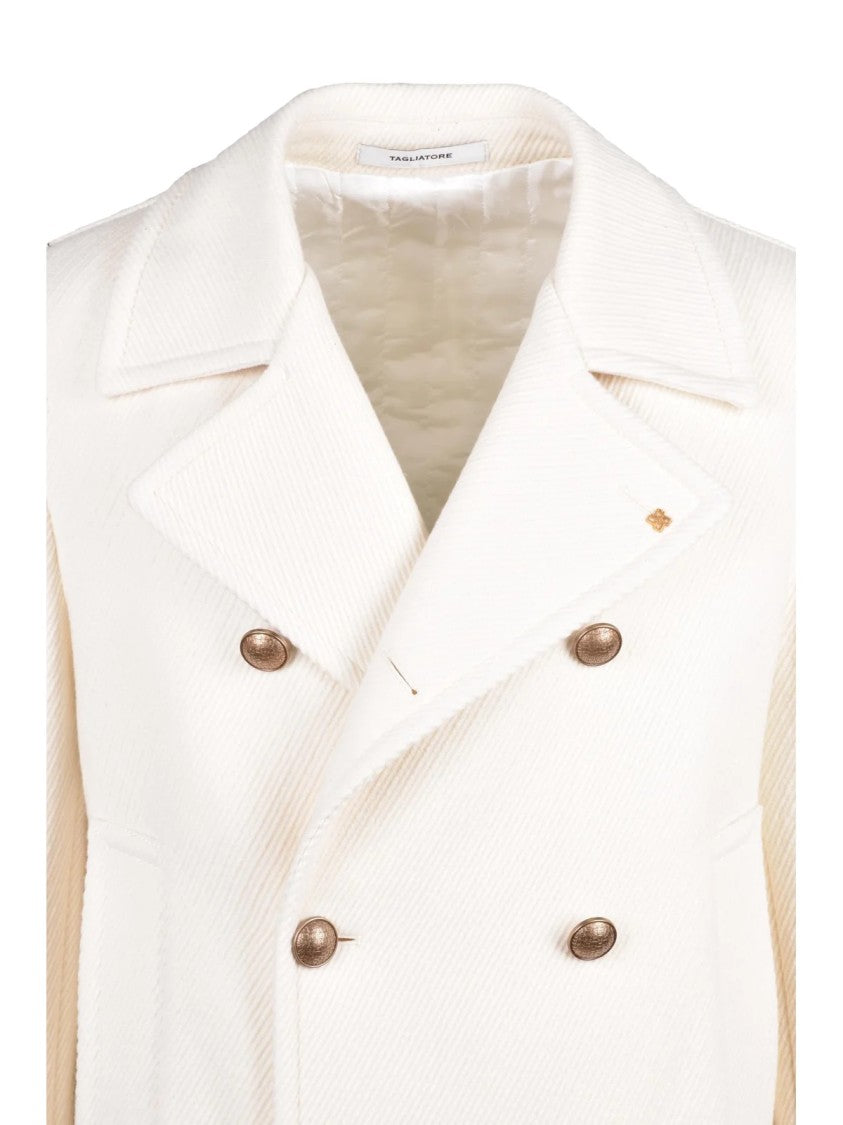 Tagliatore White Virgin Wool Double-Breasted Coat