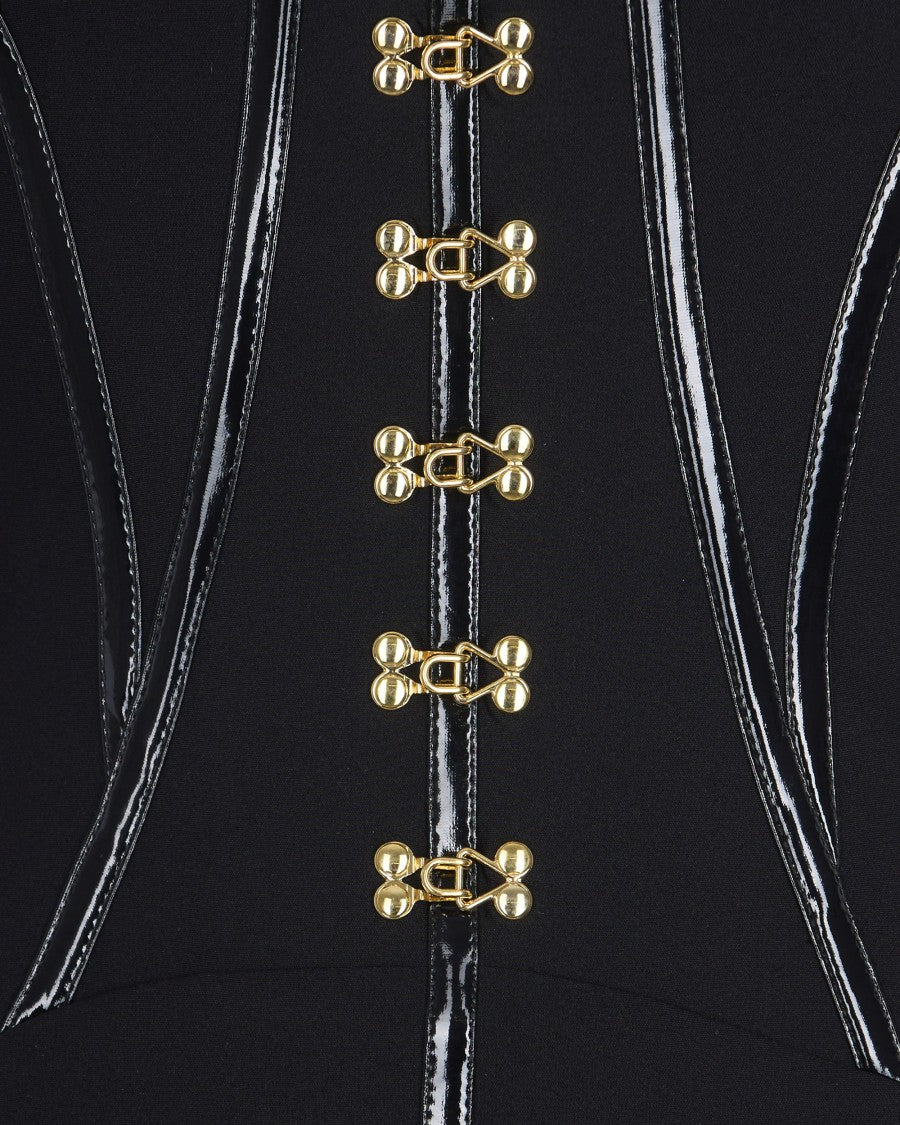 Elisabetta Franchi Neoprene Dress With Black Corset Details