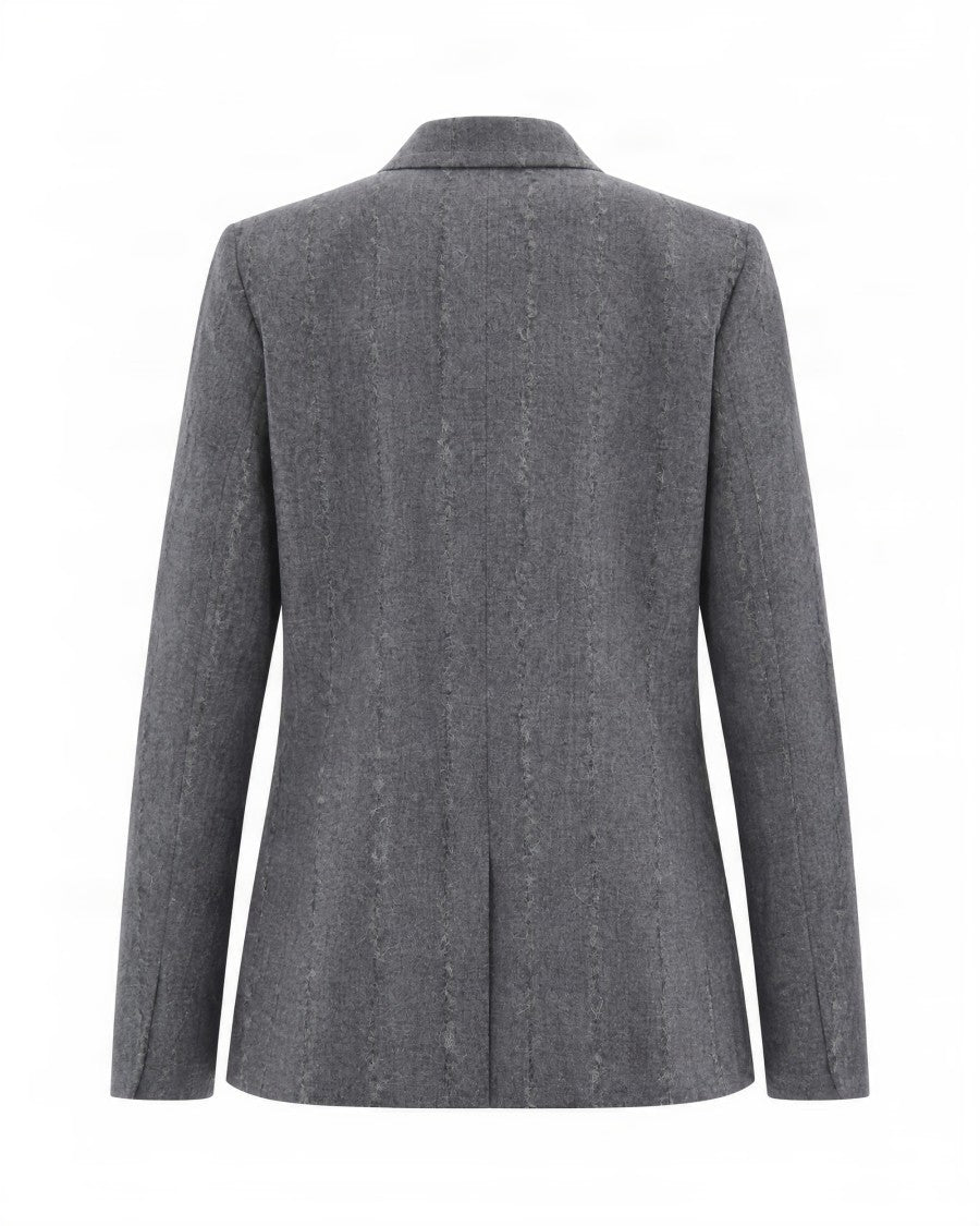 Fabiana Filippi Dark Grey Double-Breasted Virgin Wool Blazer