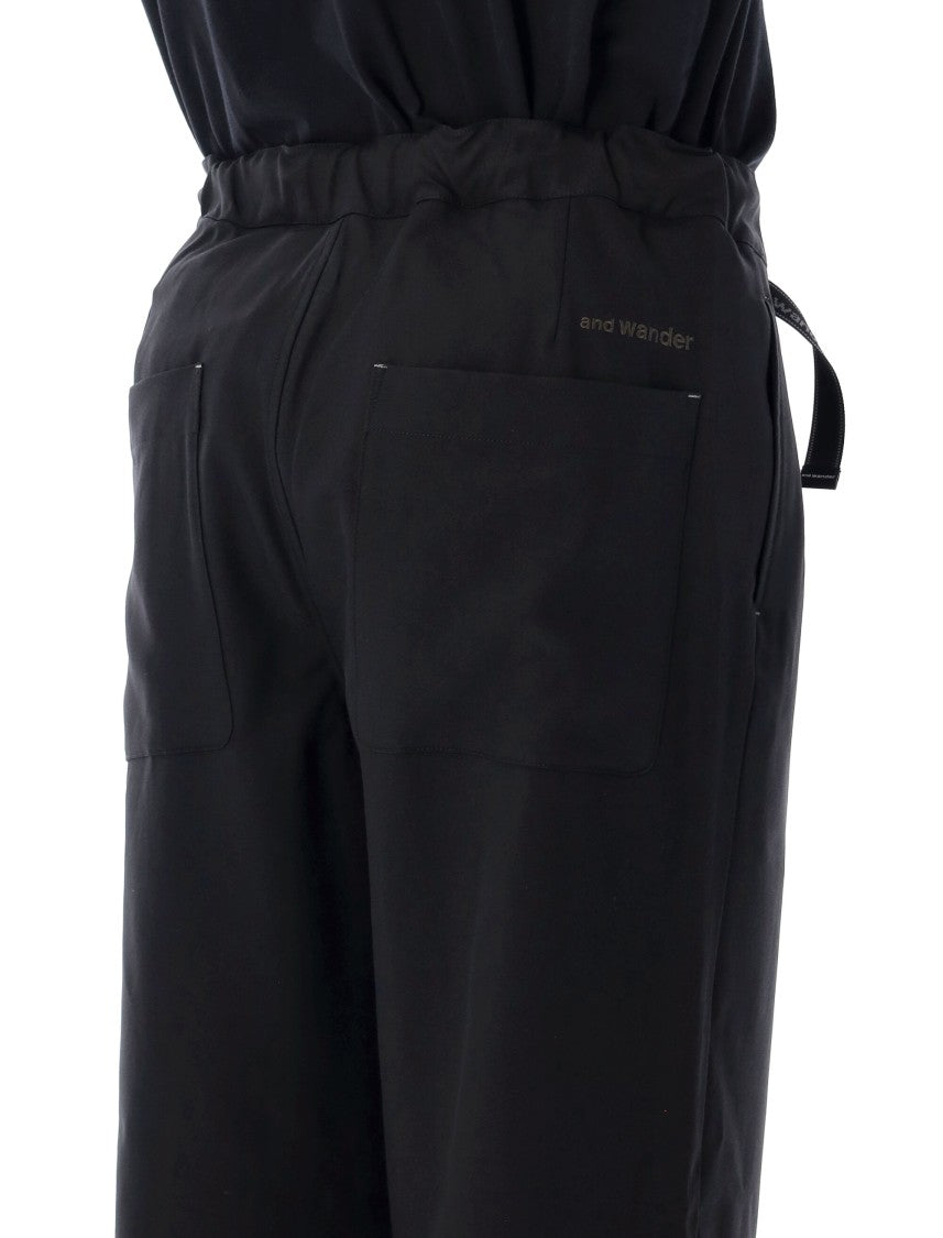 And Wander Pe Melange Twill Wide Pants