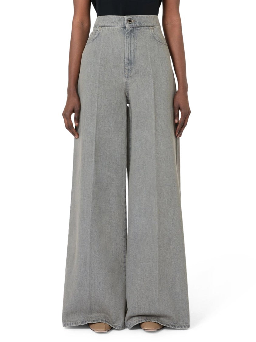 Max Mara High-Waisted Wide-Leg Denim Pants With Vintage Wash
