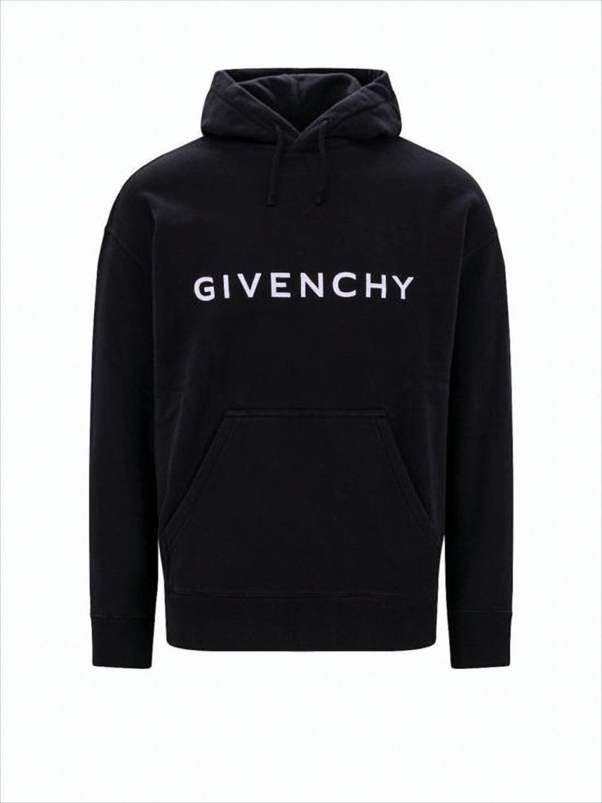 Givenchy Classic Black Hoodie With Front Pocket And Drawstring