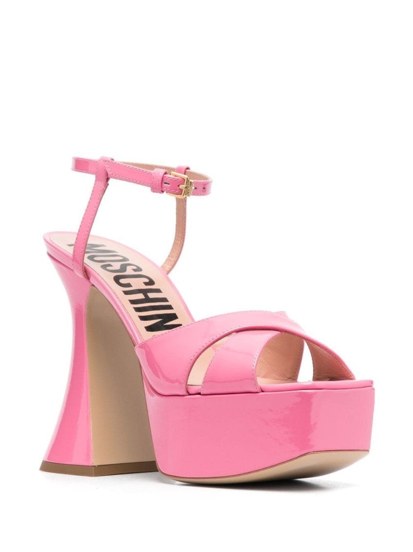 Moschino Calfskin Patent Leather Platform Sandals