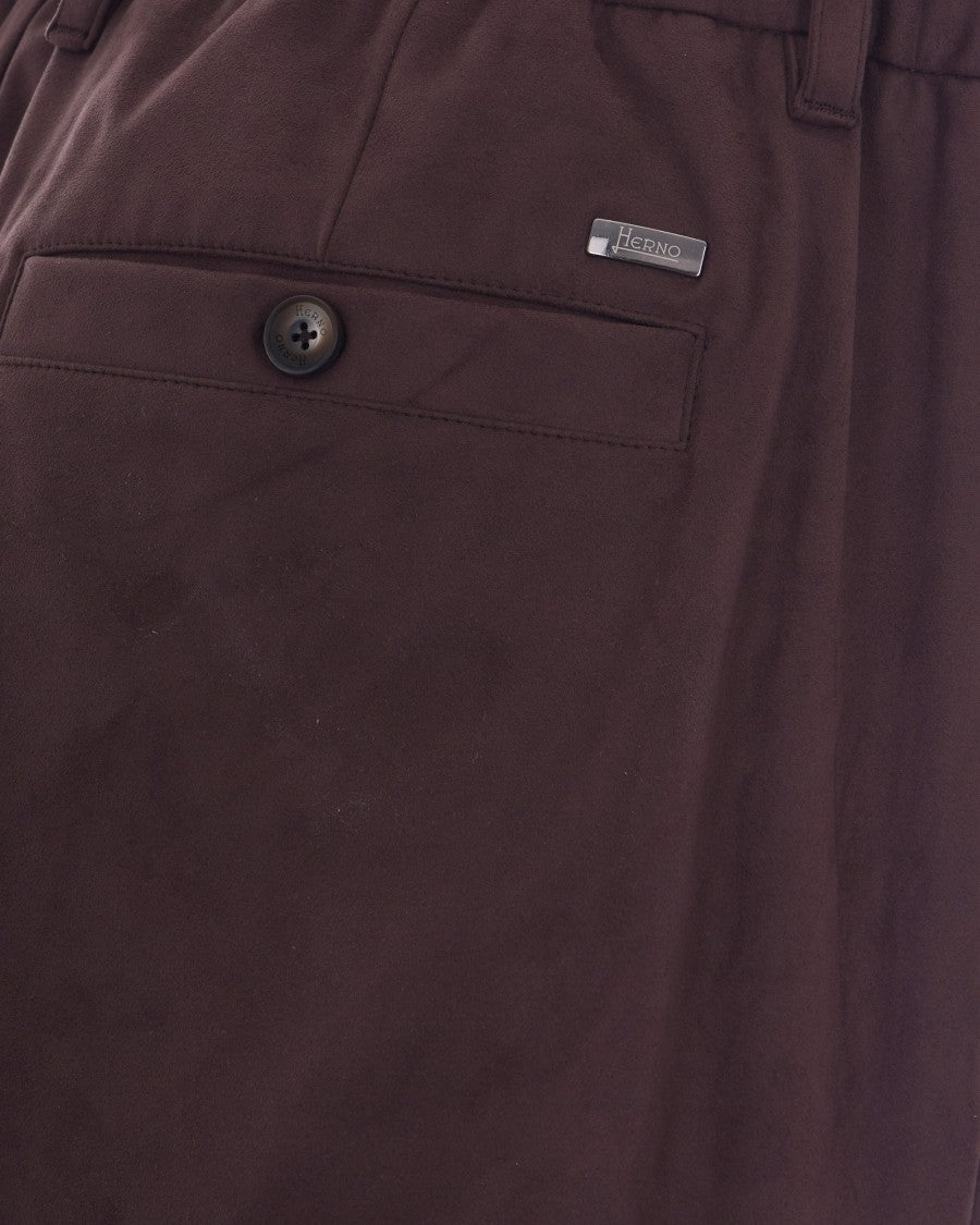 Herno Dark Brown Pinces Drawstring Formal Pants