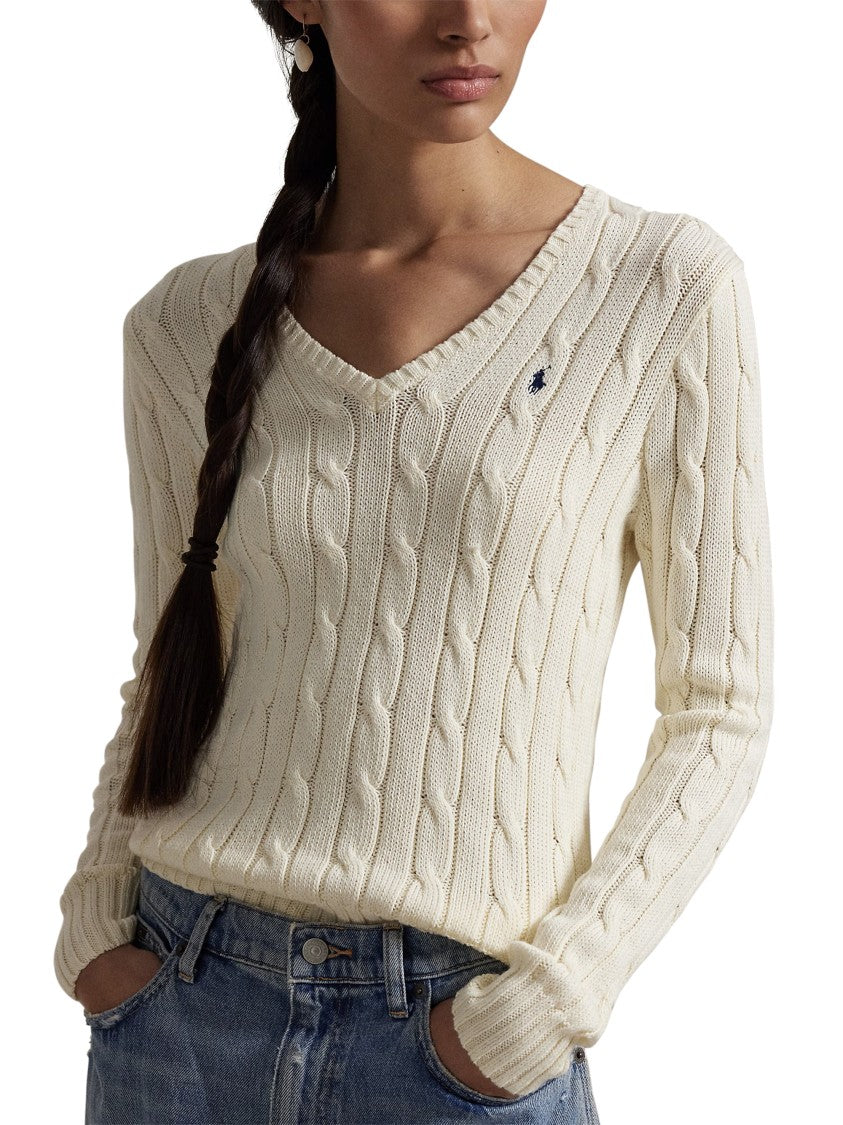 Polo Ralph Lauren Classic Cable Knit V-Neck Pima Cotton Sweater