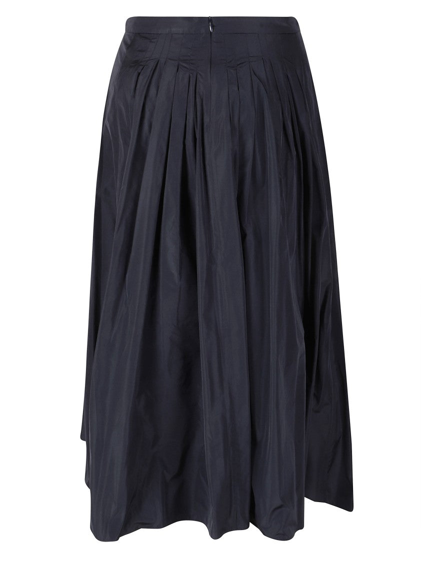 Max Mara Blue Midi Skirt With Structured Pleats