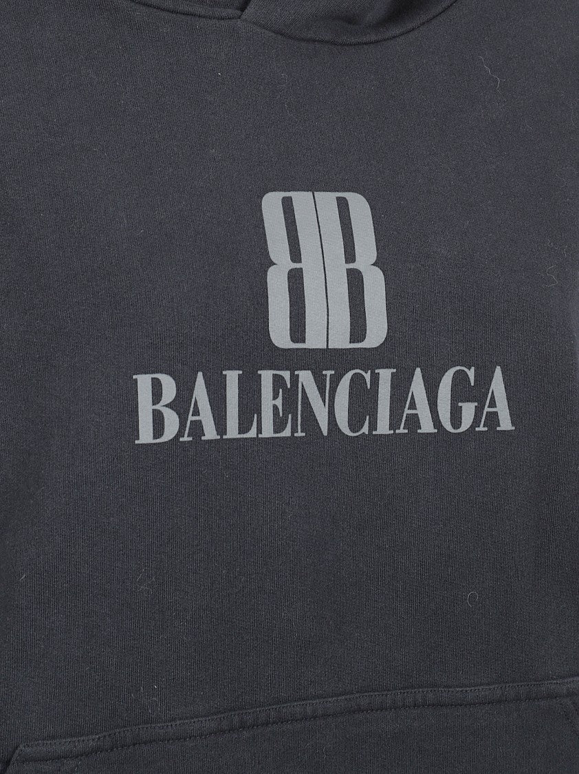 Balenciaga Hooded Sweatshirt With Faded Black Logo Plaque