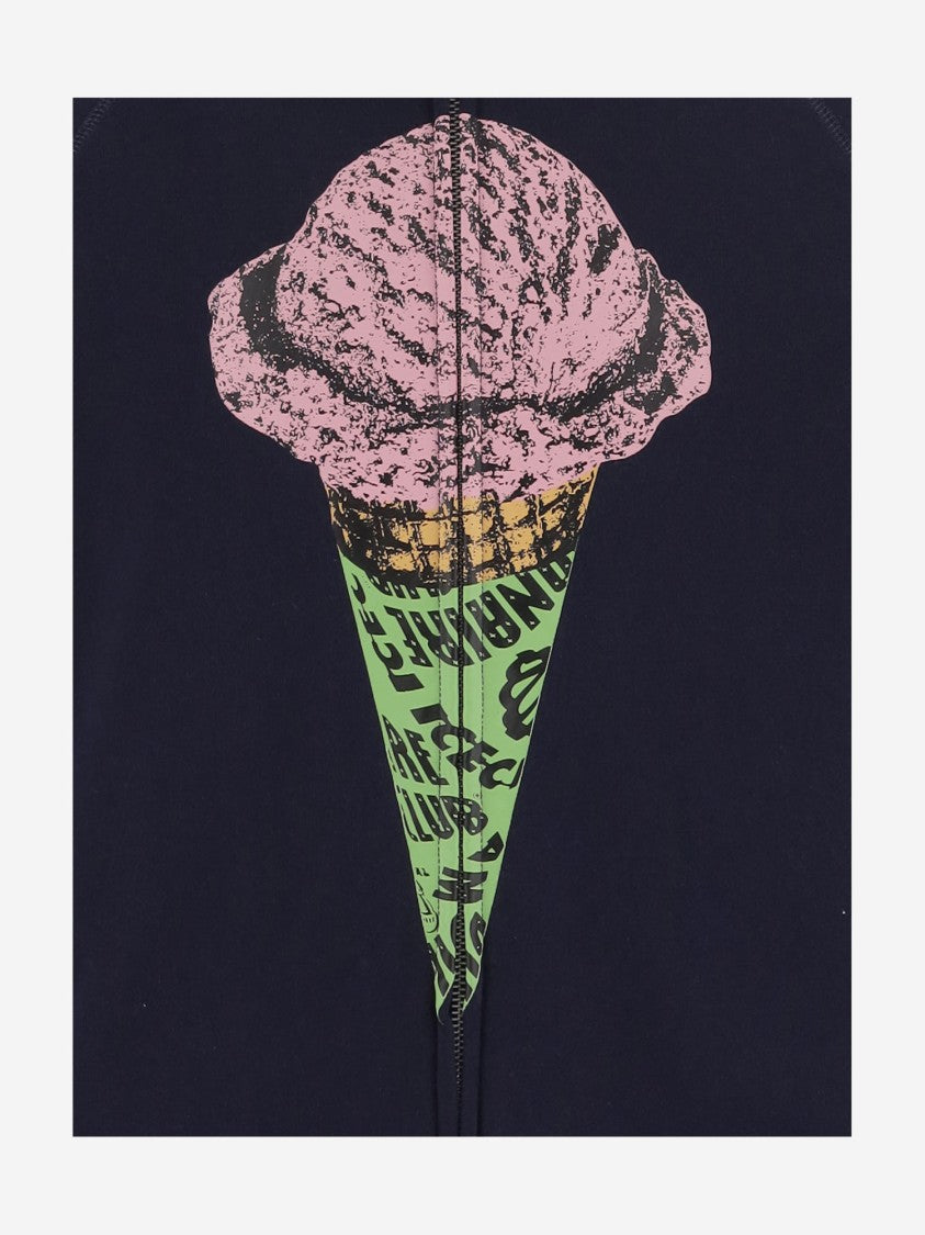 Icecream Navy Cotton Zip Logo Hoodie