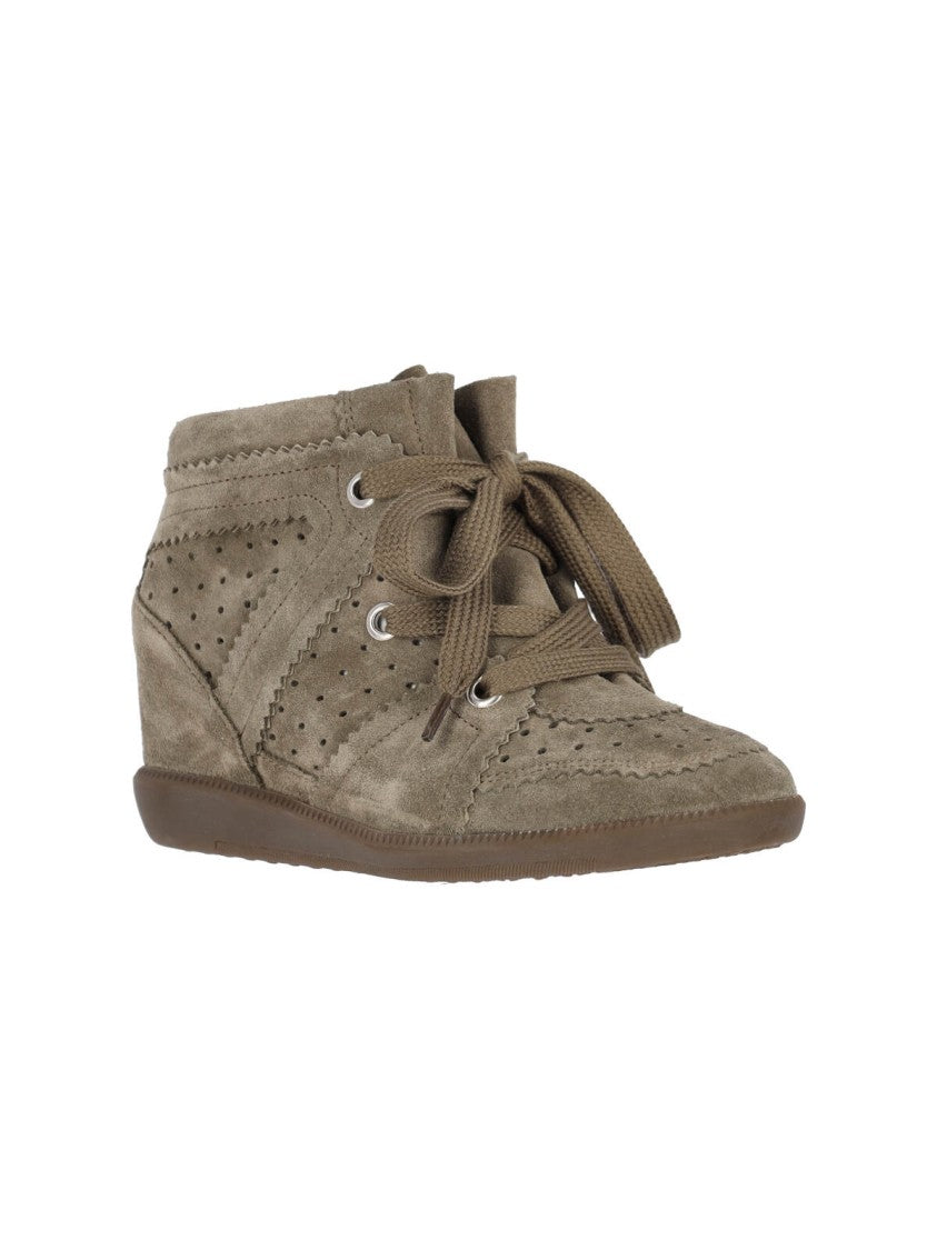 Isabel Marant Taupe Bobbie Suede Wedge Sneakers