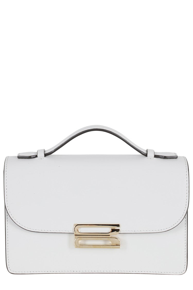 Victoria Beckham Gray Small Dorian Snap-Closure Leather Shoulder Bag