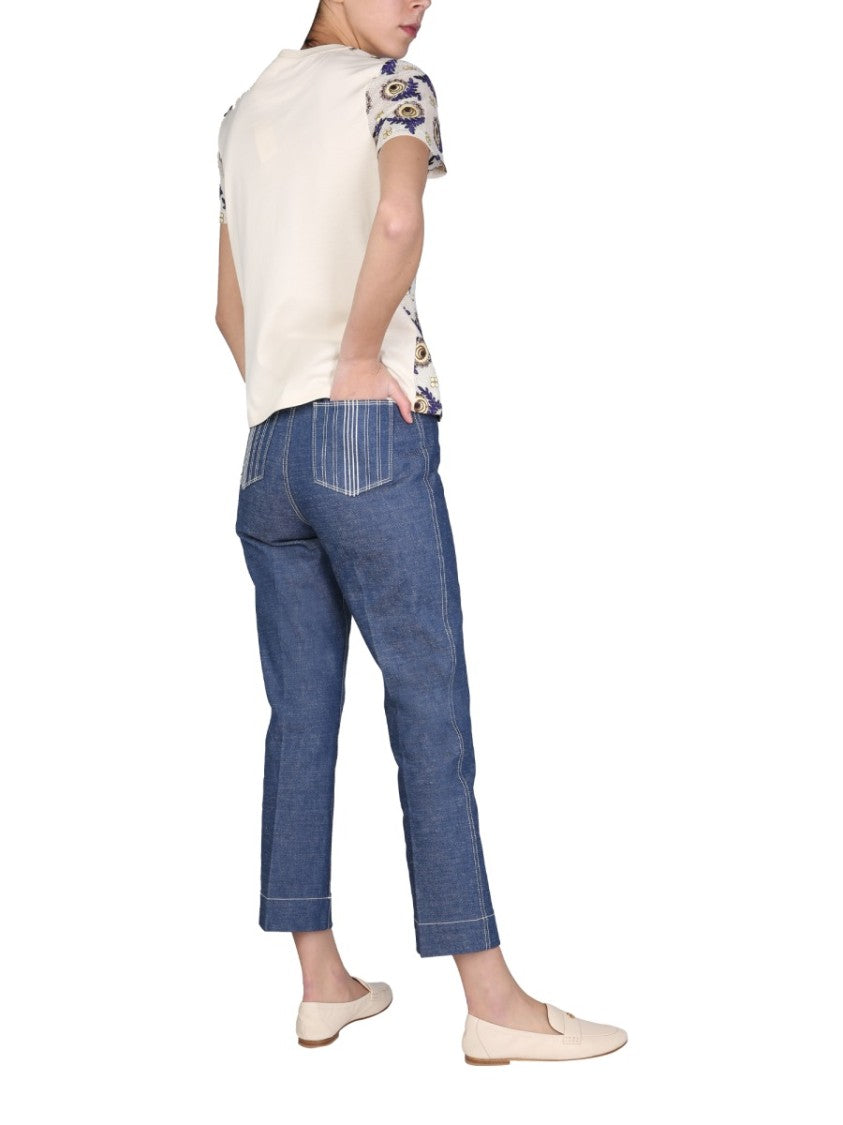 Tory Burch Cropped Wide-Leg Jeans