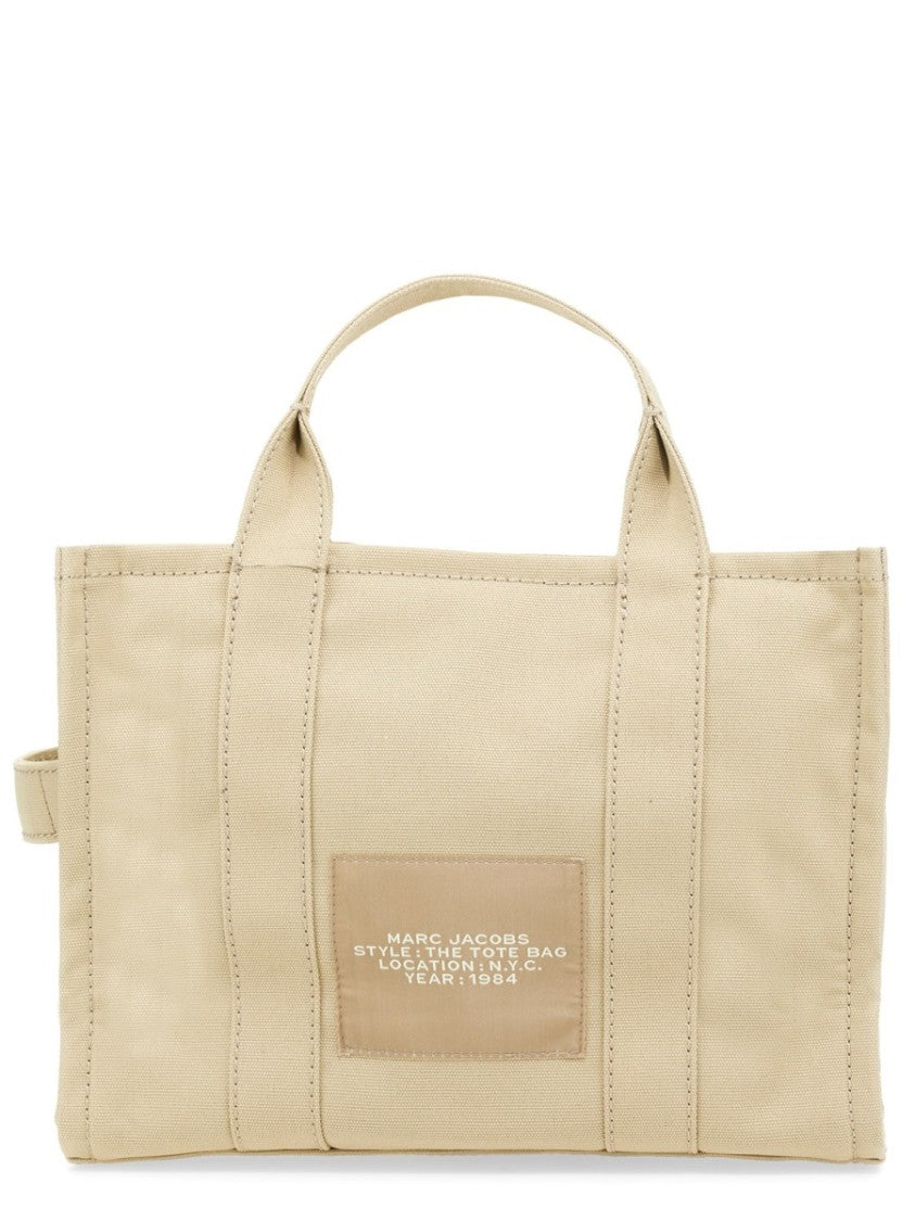 Marc Jacobs Structured Beige Tote With Adjustable Strap And Bold Branding