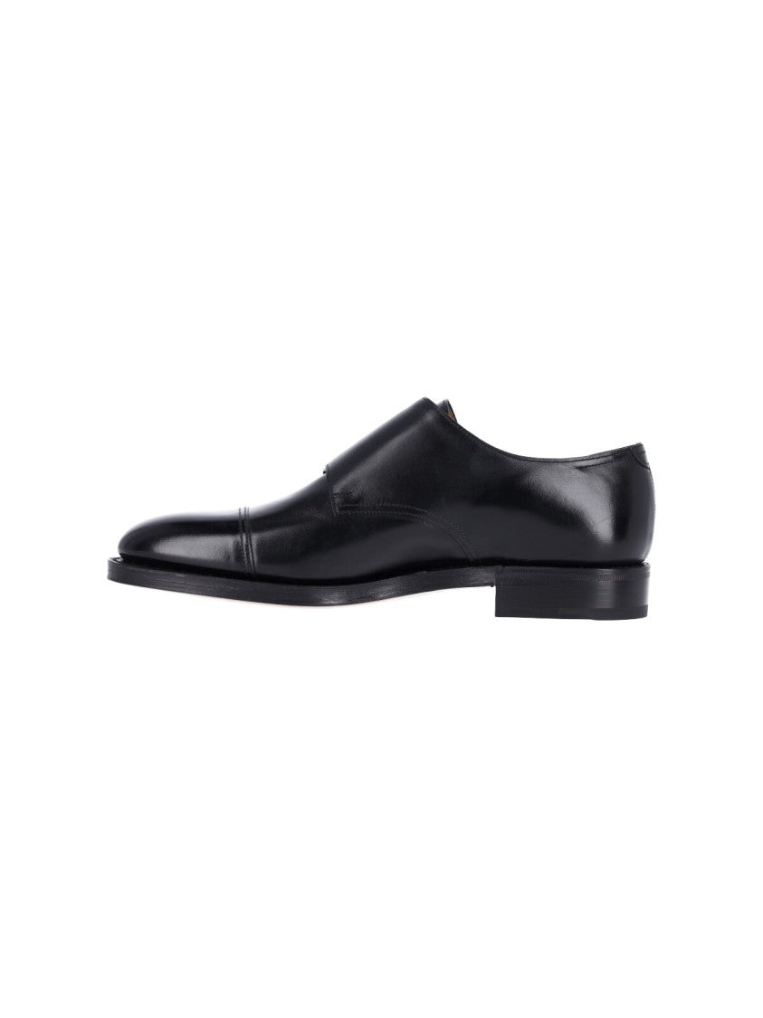 John Lobb Black Leather William Monk Strap Shoes