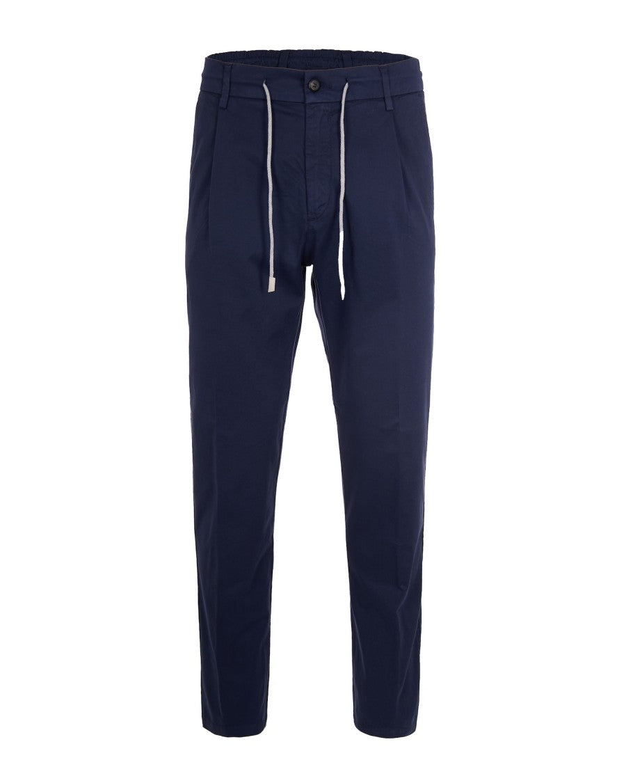 Eleventy Cotton Elasticized Front-Pleated Drawstring Casual Pants