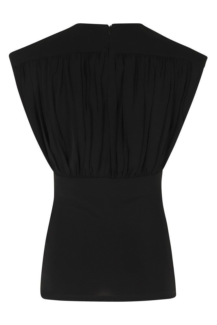 Anine Bing Black Fran Draped Viscose Top