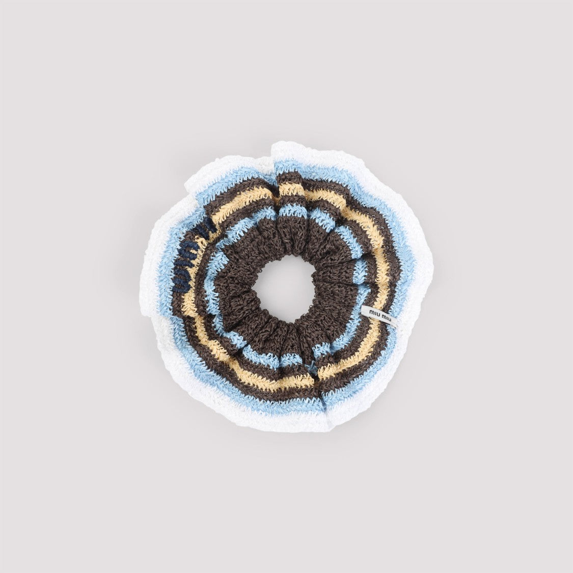 Miu Miu Brown And Light Blue Cotton Scrunchie
