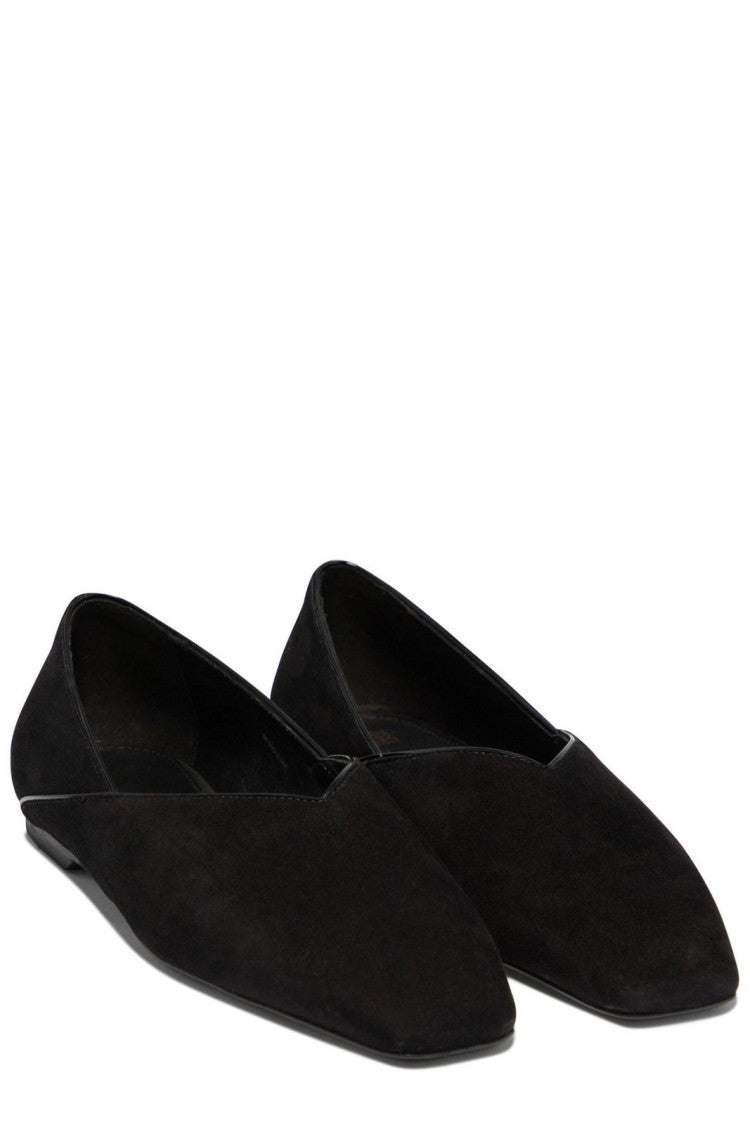 Totême Suede Flat Shoes With Pointed Toe Design By Totême