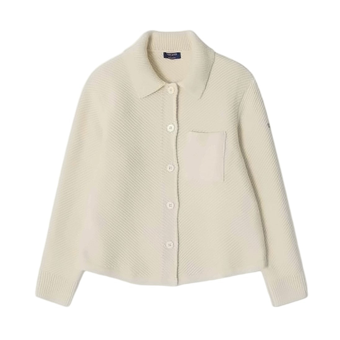 Saint James Boxy White Wool Jacket With Classic Collar