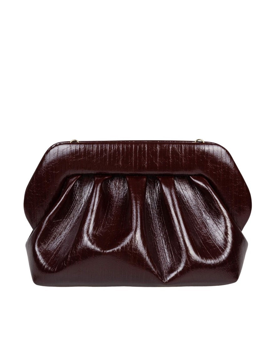 Themoirè Chocolate Striped Faux Leather Handbag With Adjustable Strap And Eco-Friendly Lining