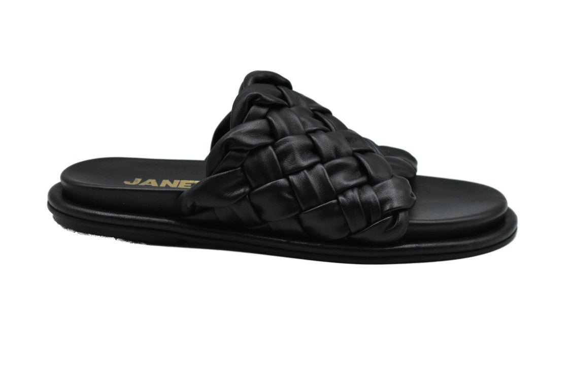 Janet & Janet Black Slides With Interlaced Design