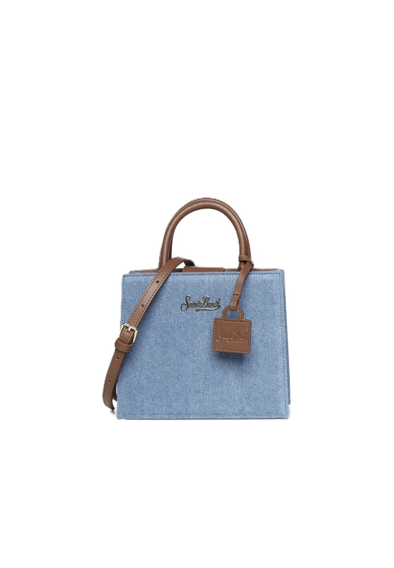 Mc2 Saint Barth Structured Rectangular Handbag In Denim-Like Texture