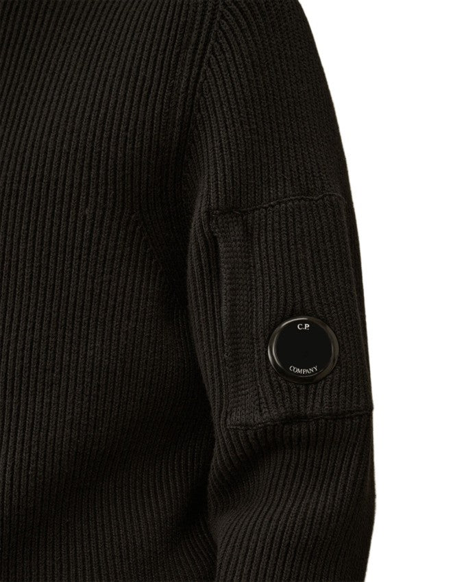 C.P. Company Ribbed Crewneck Sweatshirt With Iconic Lens Detail