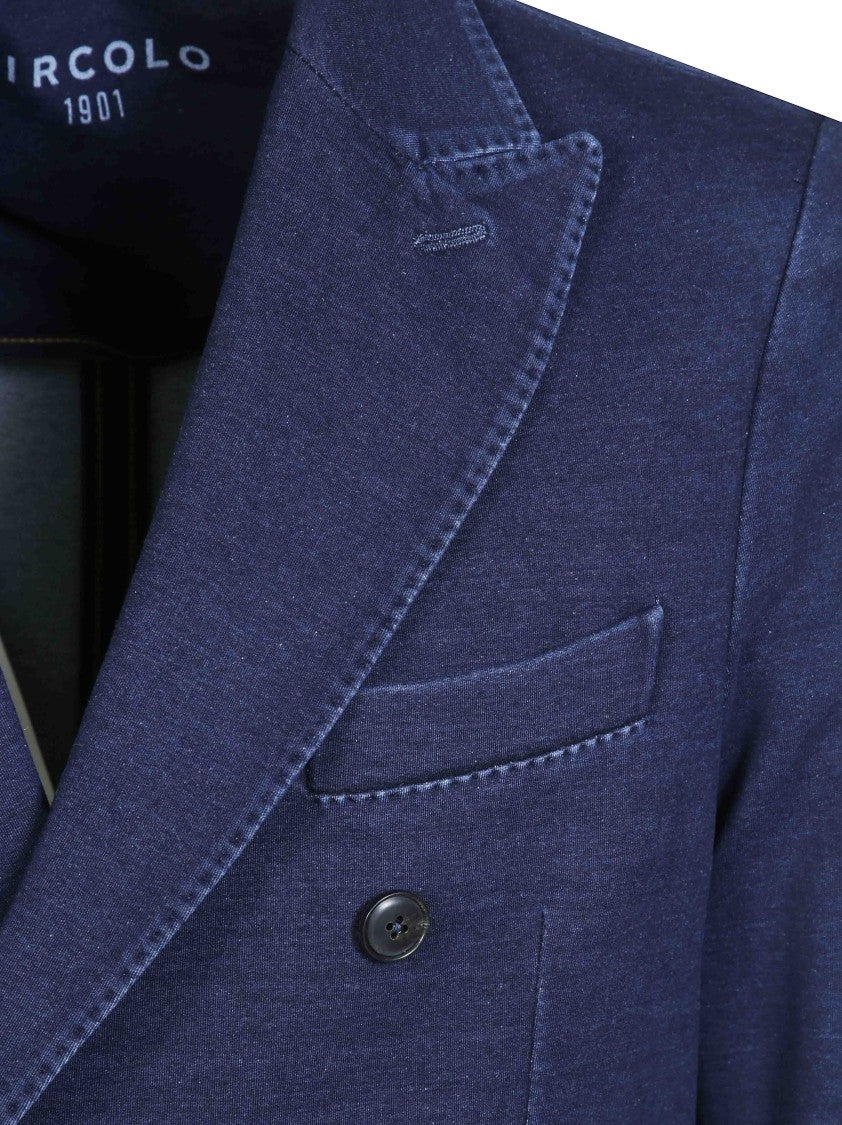 Circolo Cotton-Blend Double-Breasted Denim Jacket