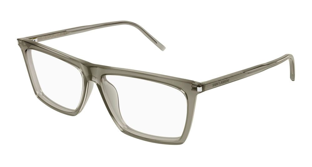 Saint Laurent Brown Translucent Acetate Large Square Eyeglasses