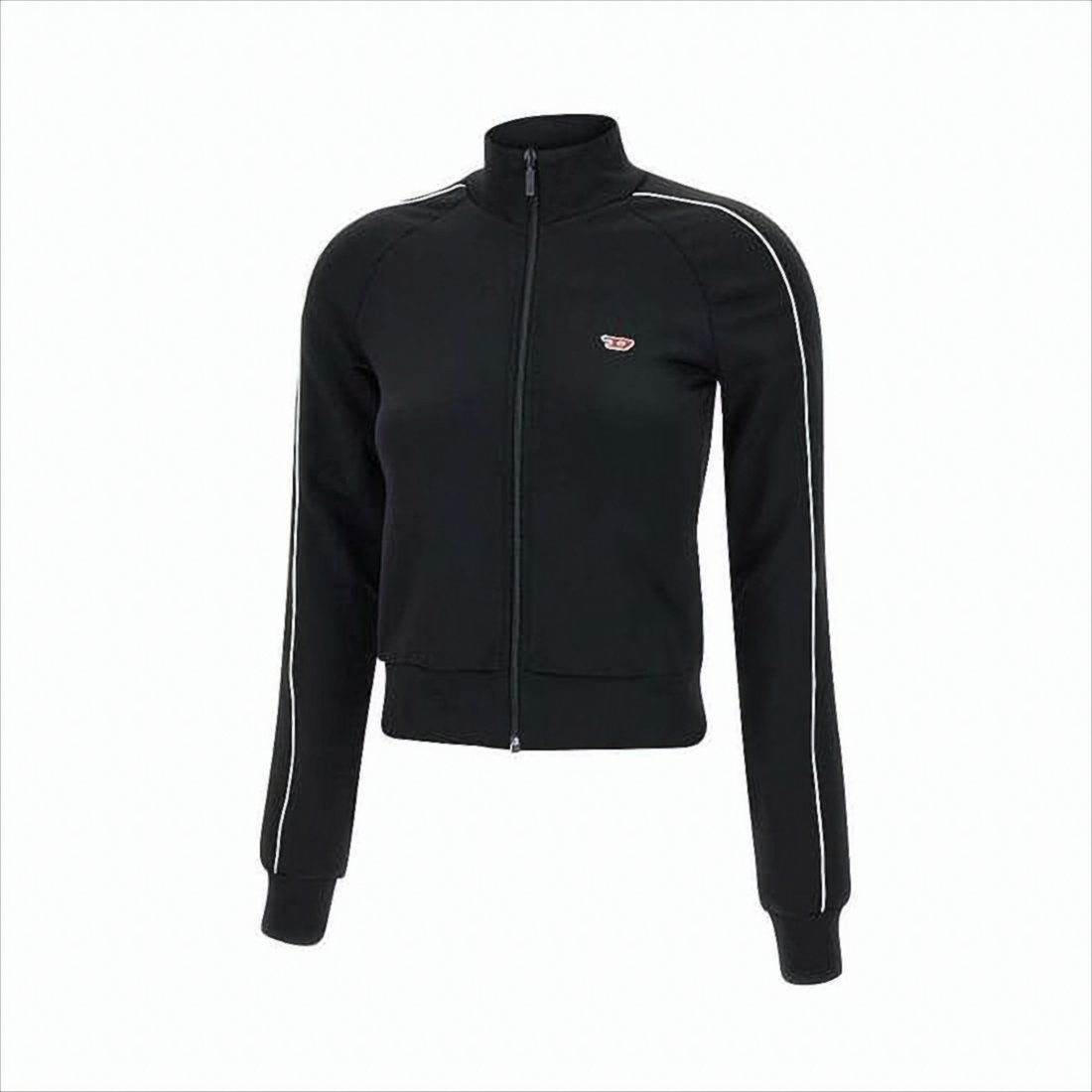 Diesel Cropped Black Jacket With High Collar