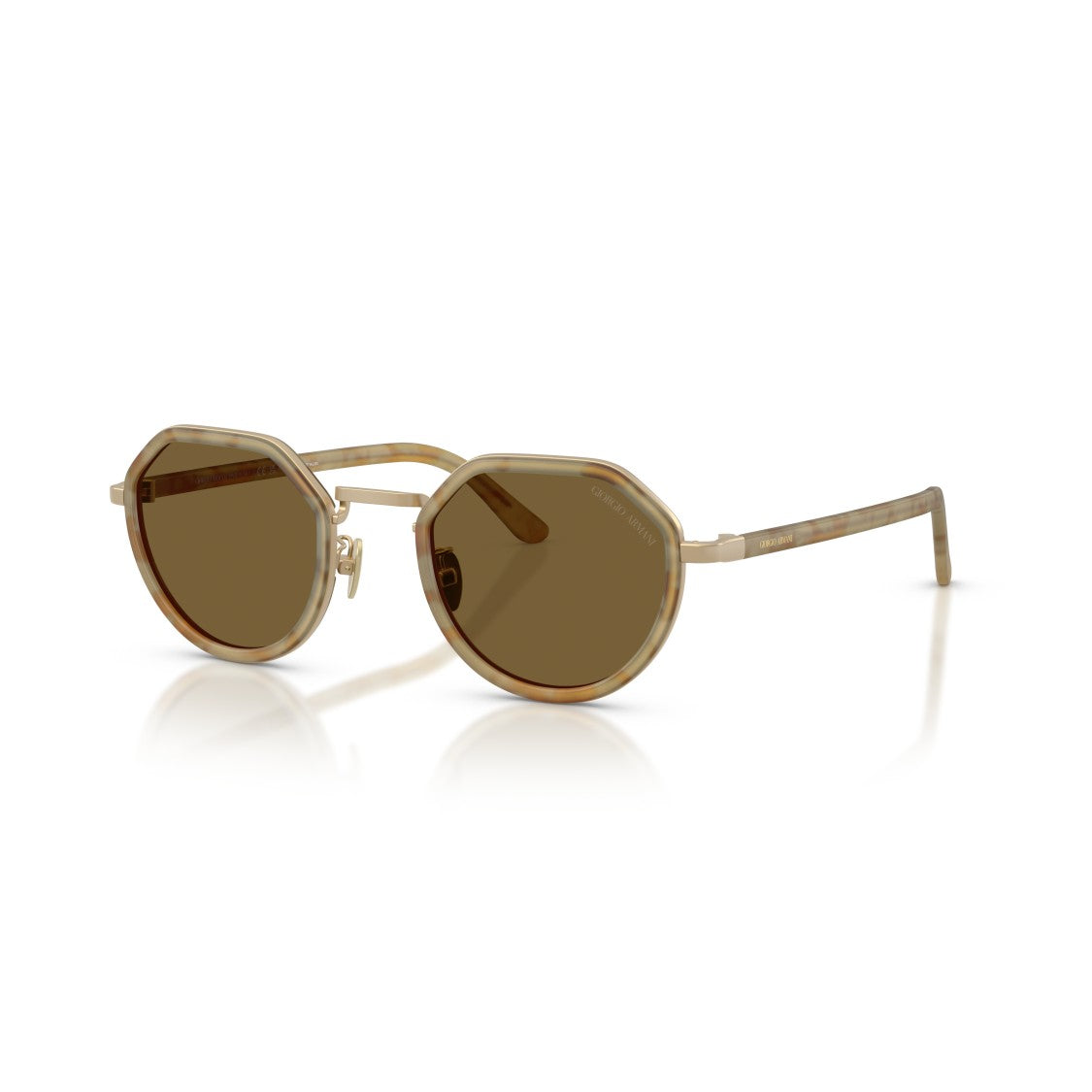 Giorgio Armani 0Ar6181 Octagonal Frame Sunglasses With Translucent Beige Accents