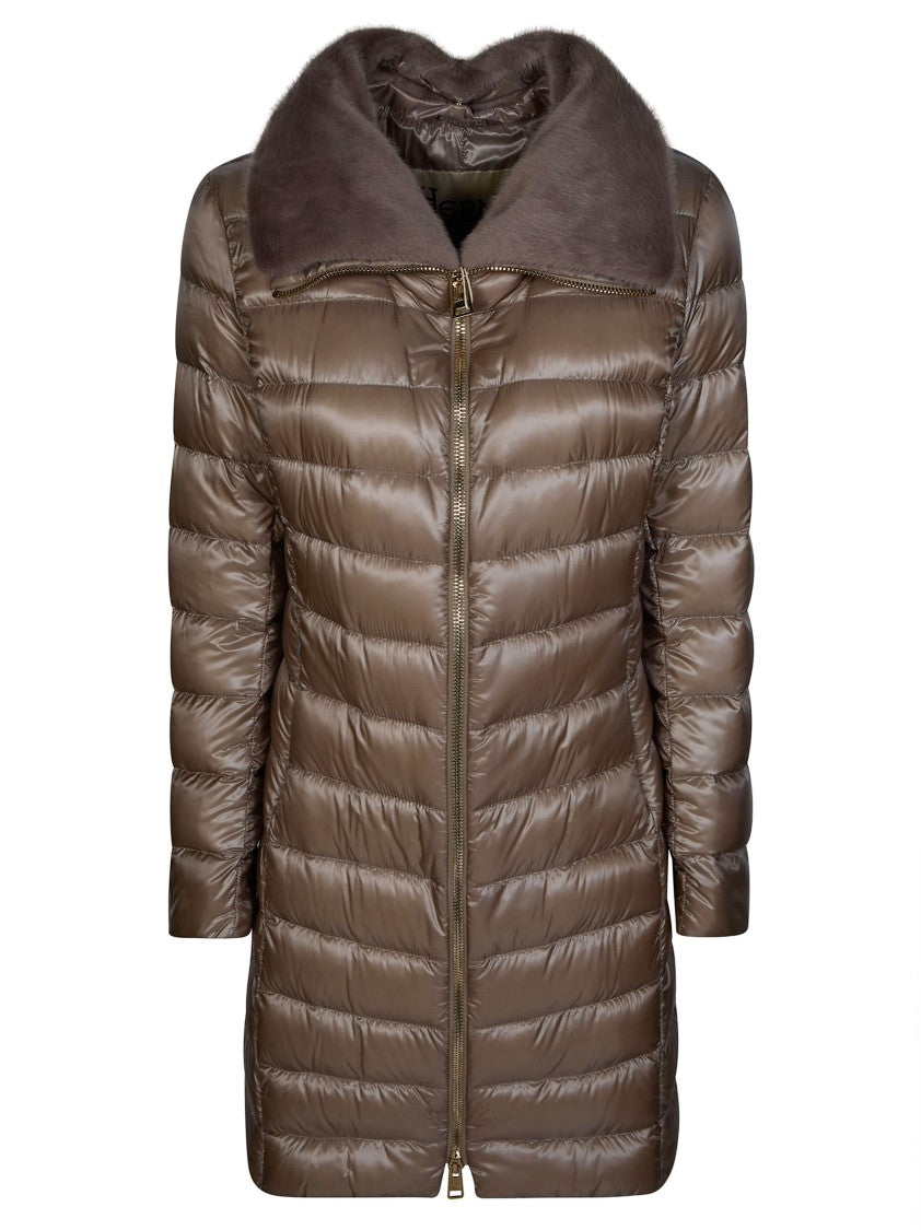 Herno Elisa Glossy Plush Collar Down Jacket