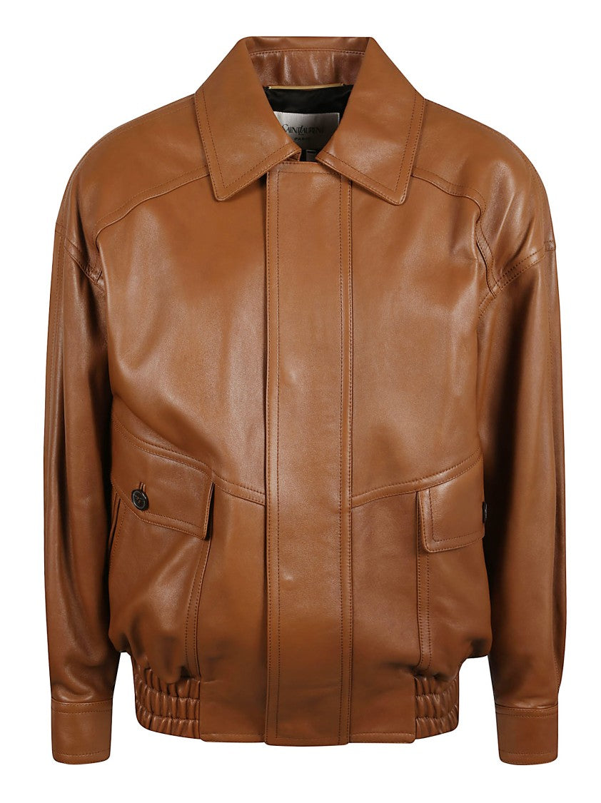 Saint Laurent Pointed Collar Zip Bomber Jacket