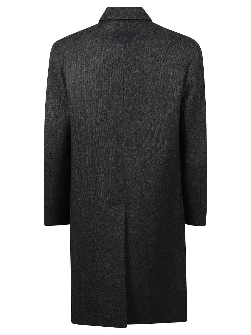 Prada Tailored Grey Coat With Notched Lapel