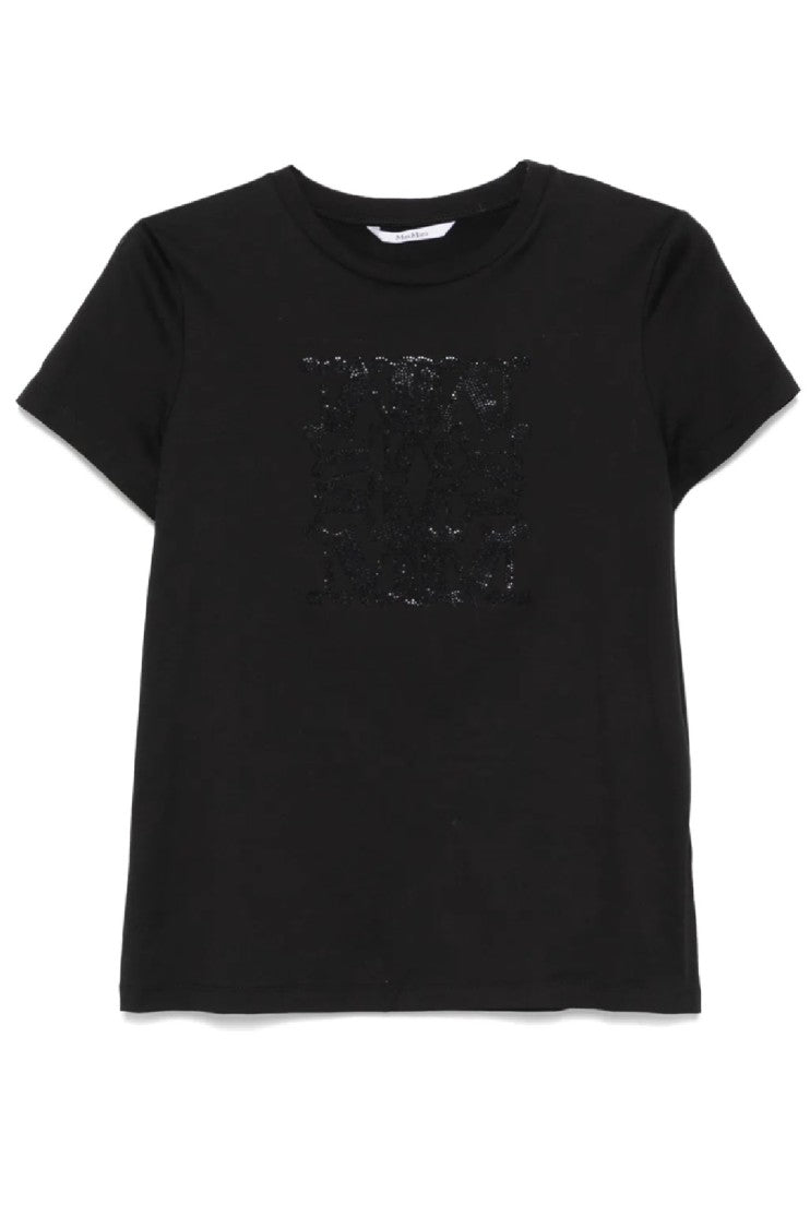 Max Mara Textured Graphic Black Cotton Top