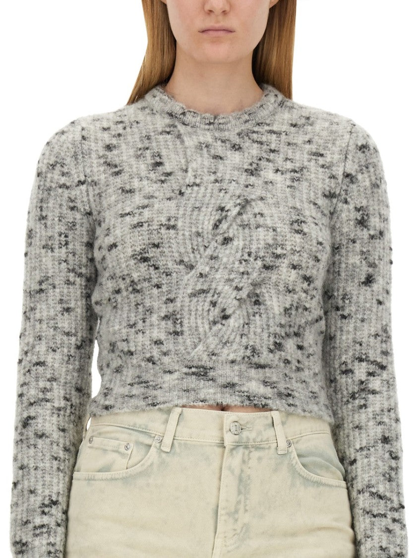 Moschino Textured Knit Cropped Sweater