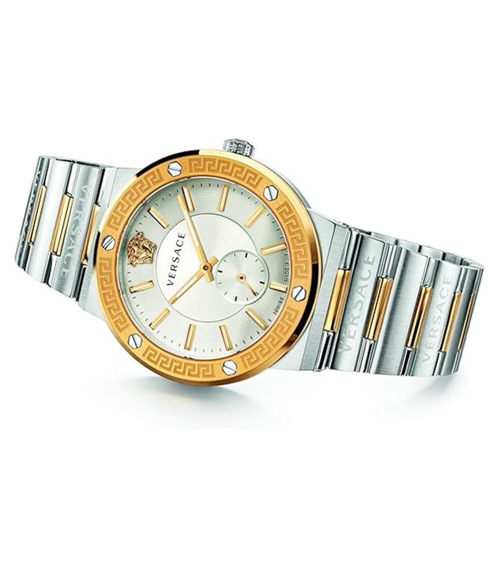 Versace Greca Logo Swiss-Made Quartz Watch With Two-Tone Finish
