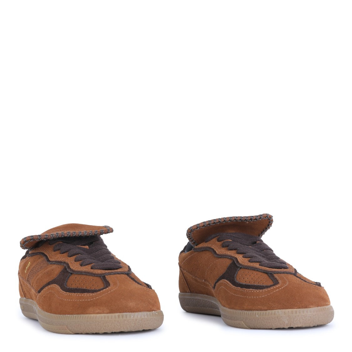 Alohas Brown Leather Lace Cover Tab Contrast Sneakers