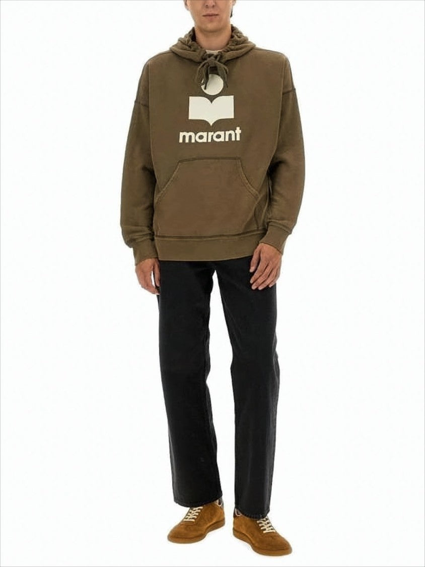 Isabel Marant Relaxed-Fit Brown Hoodie With Bold Graphic Print