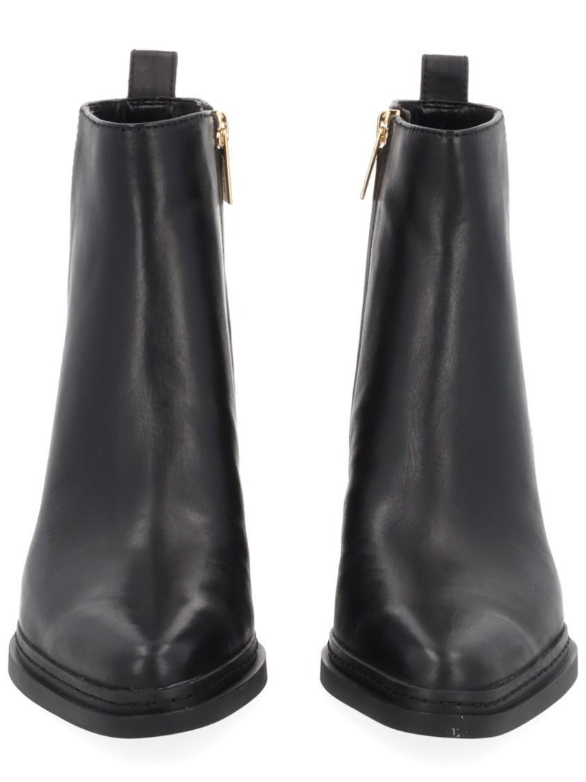 Michael Michael Kors Lex Gold-Tone Zip Leather Block-Heel Boots