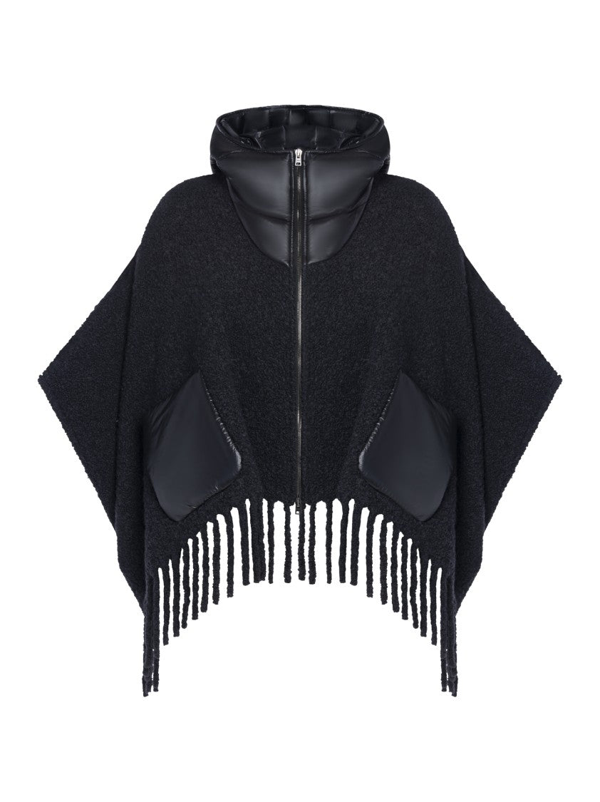 Herno Poncho-Style Jacket With Bouclé Alpaca