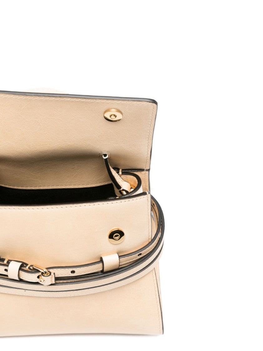 Moschino Beige Structured Detachable Strap Top Bag