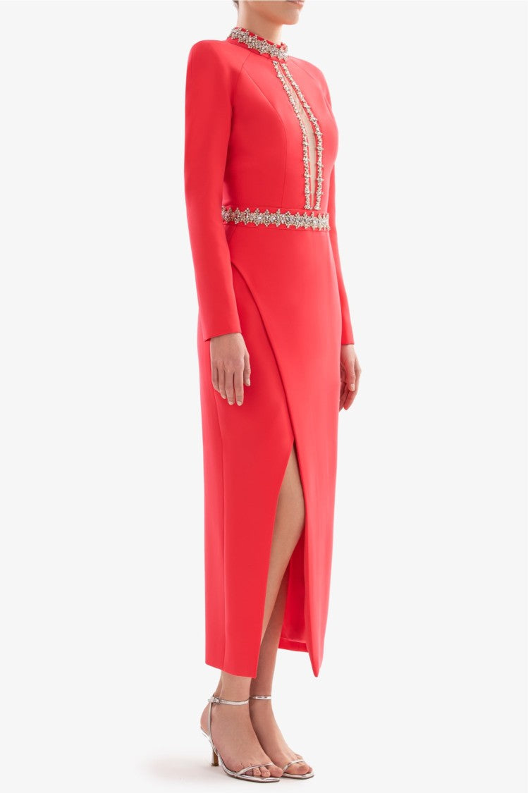 Saiid Kobeisy Crystal Embellished Midi Dress