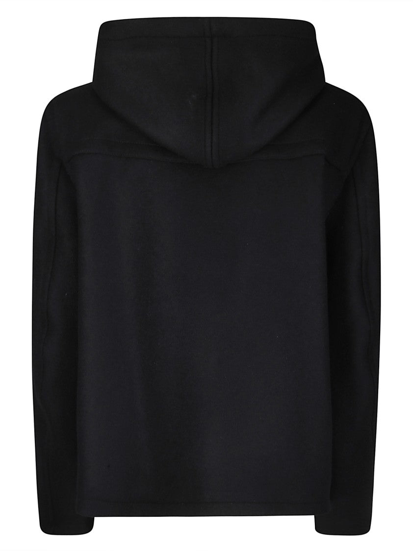 Paco Rabanne Hooded Short Wool Coat With Button Fastenings