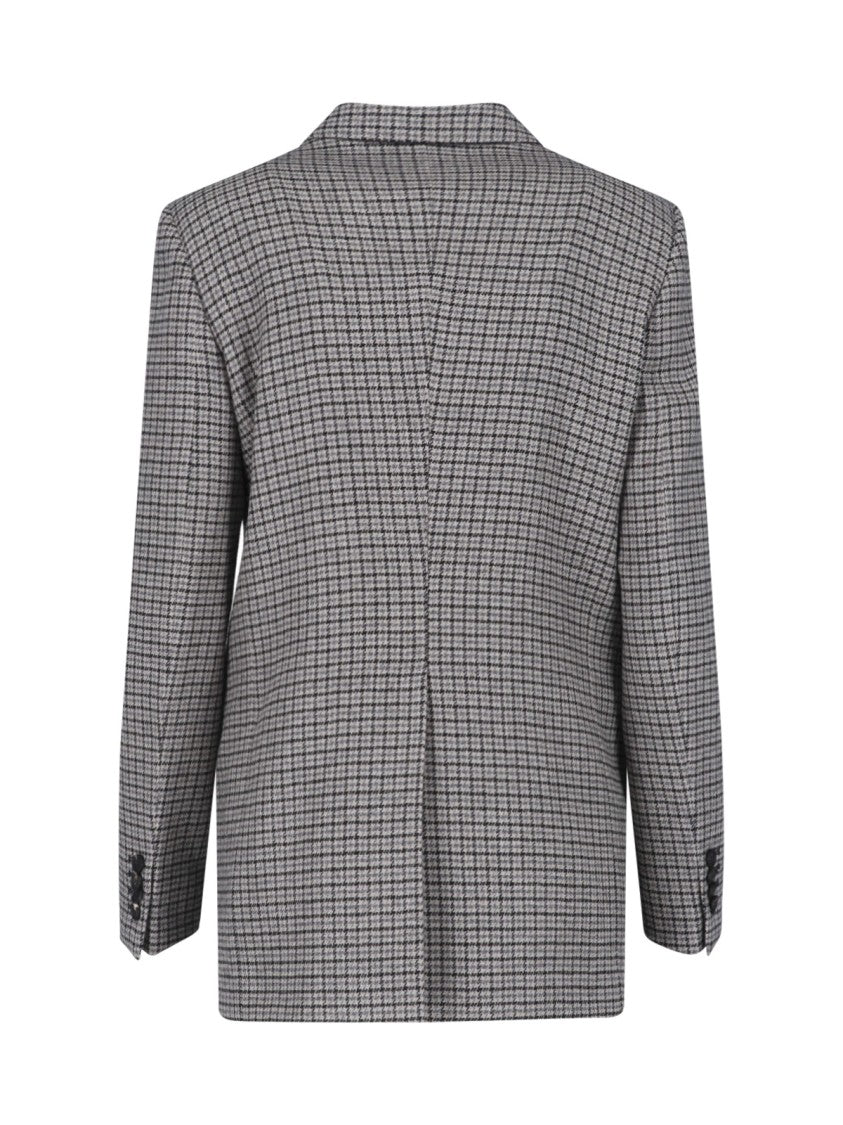 Tagliatore Double-Breasted Pied De Poule Blazer In Grey Wool Blend