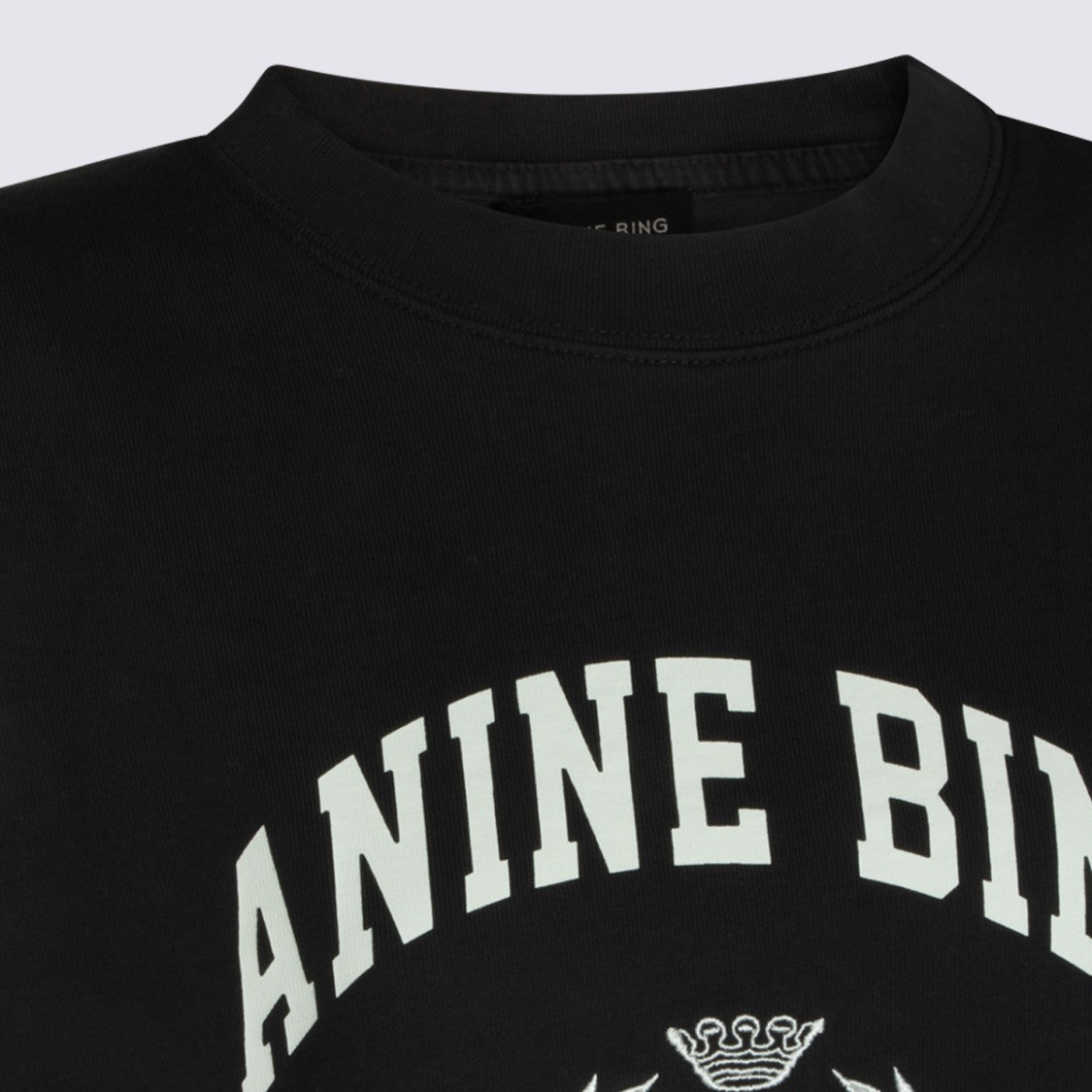 Anine Bing Collegiate-Style Black Crewneck Sweatshirt With Emblem Design
