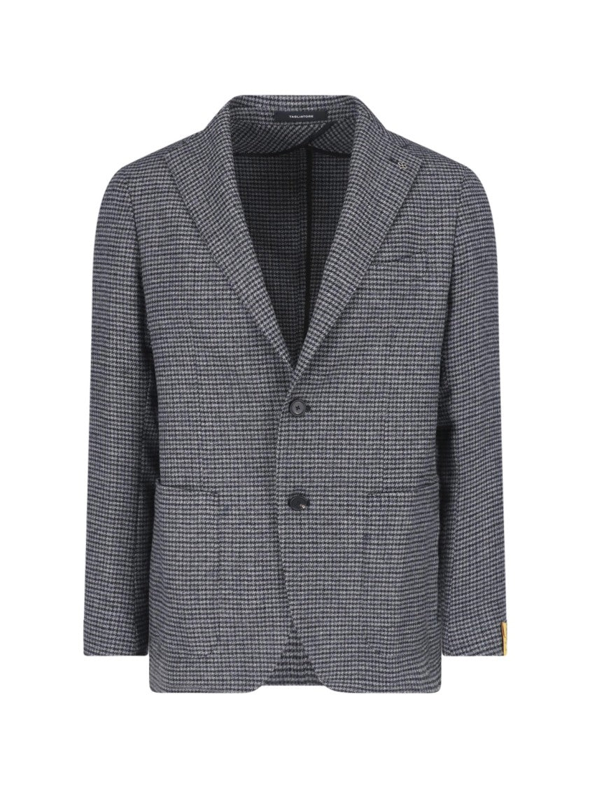 Tagliatore Single-Breasted Grey Wool Blazer With Classic Notch Lapels