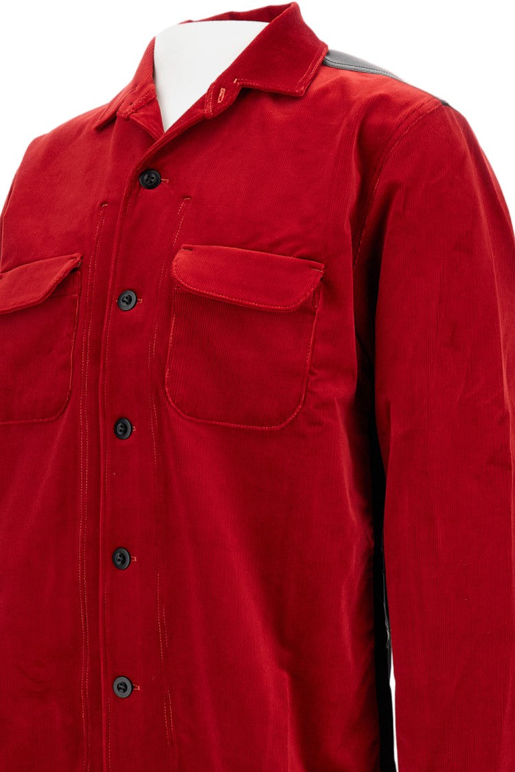 Junya Watanabe Textured Velvet Shirt With Leather Patches And Nylon Back