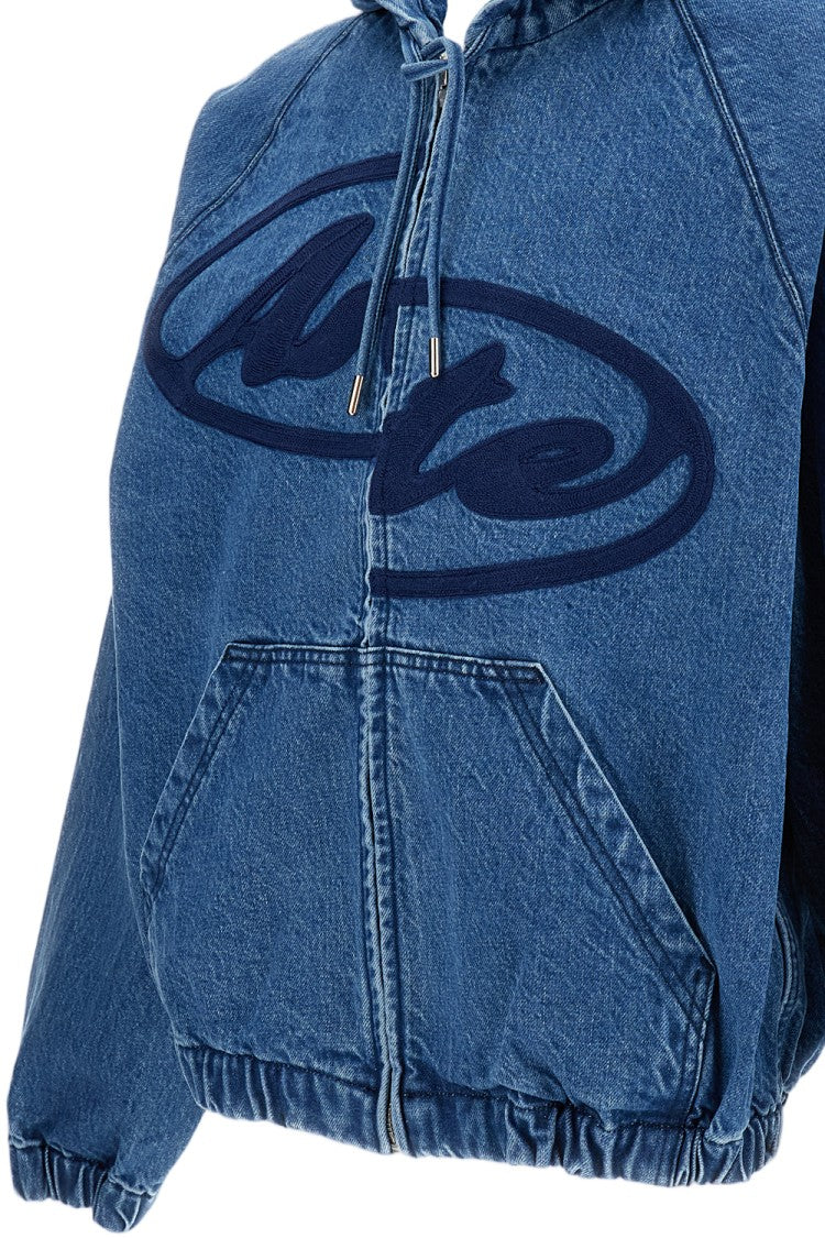 Arte Antwerp Hooded Denim Jacket With Irregular Arte Logo